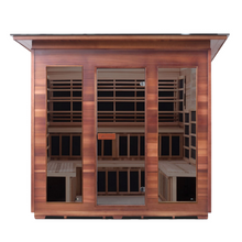 Load image into Gallery viewer, Enlighten Rustic - 8 Slope/Peak 14 Carbon + 2 Fullspectrum Heaters 7000 W | 8-Person Canadian Cedar Outdoor Sauna