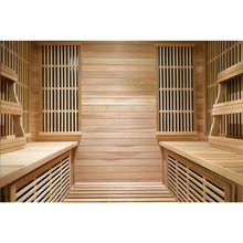 Load image into Gallery viewer, 4 Person Cedar Sauna w/Carbon Heaters/Side Bench Seating - HL400KS Roslyn Inside