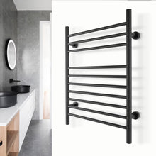 Load image into Gallery viewer, WarmlyYours Infinity Towel Warmer, Brushed, Dual Connection, 10 Bars Black