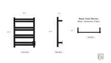 Load image into Gallery viewer, WarmlyYours Maple 8 Towel Warmer, Hardwired, 8 Bars specs