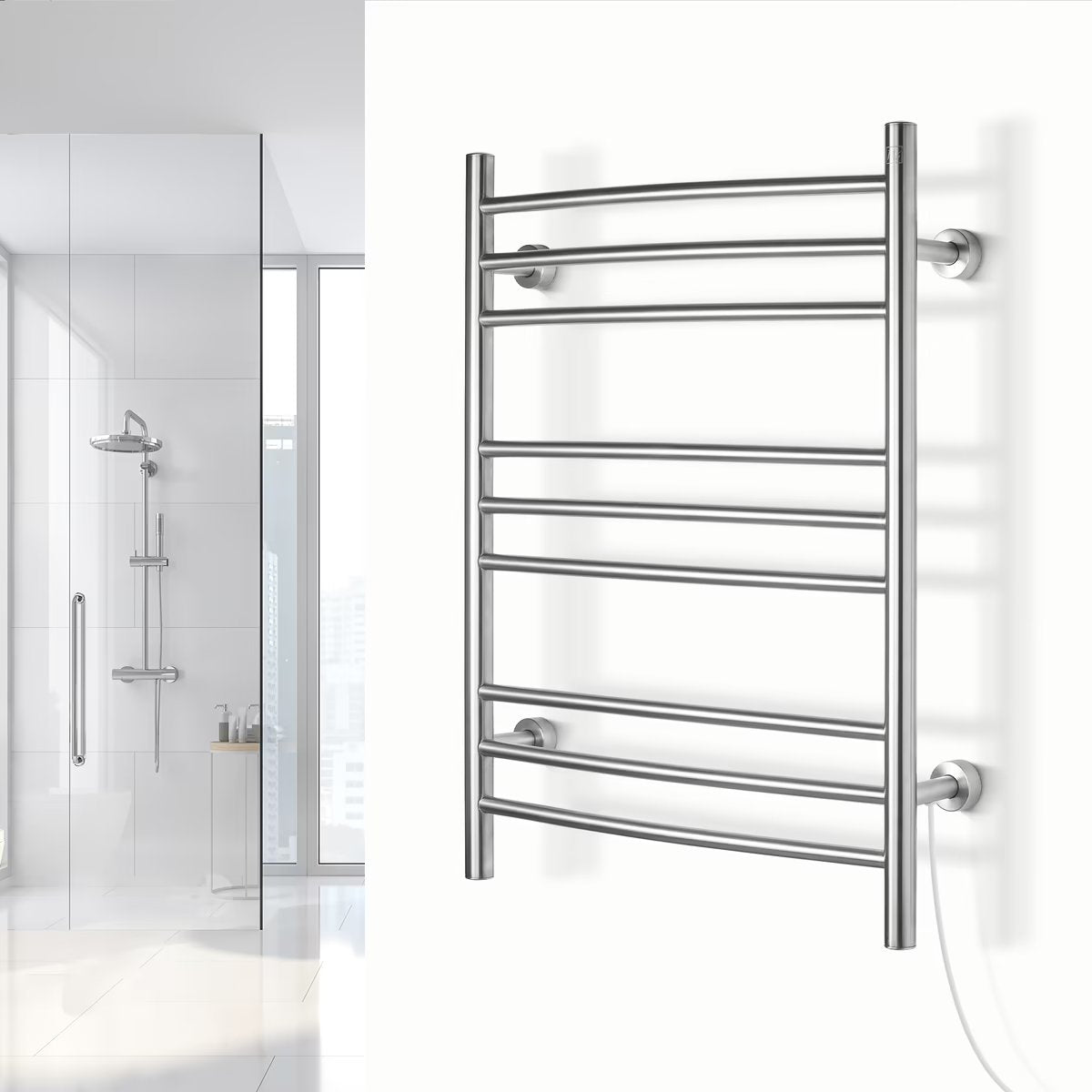 WarmlyYours Riviera Towel Warmer, Dual Connection, 9 Bars – Supreme Saunas  u0026 More