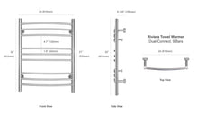 Load image into Gallery viewer, WarmlyYours Riviera Towel Warmer specs