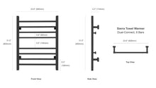Load image into Gallery viewer, WarmlyYours Sierra Towel Warmer Dual Connection specs