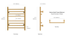 Load image into Gallery viewer, WarmlyYours Sierra Towel Warmer Dual Connection specs