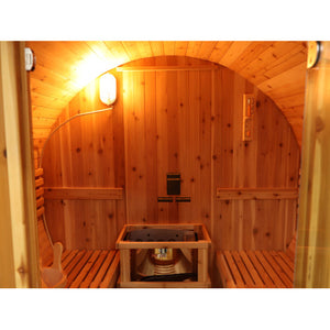 Oasis 2-4 Person Traditional Canopy Barrel Sauna inside view