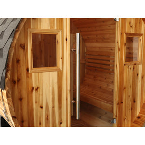 Aurora 2-4 person barrel sauna close look