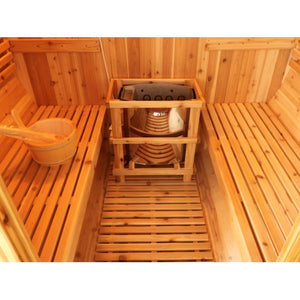 Aurora 2-4 person barrel sauna inside view