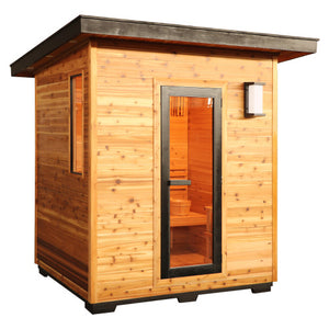 4 Person Contemporary Outdoor Sunray Sauna with Harvia 6kW Heater and Metal Roof | Denali 400D5