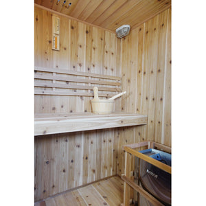 3 Person Indoor Traditional Sauna w/4.5kW Harvia and Side Bench - HL300TN Hampton seating