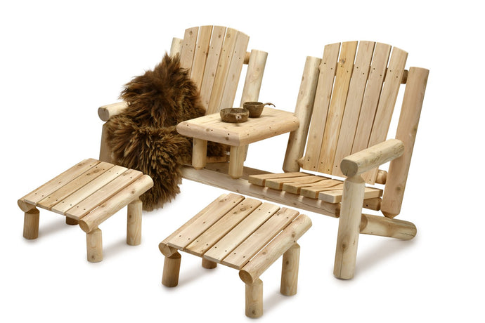 CT2344 White Cedar Log Couples Seating Set
