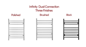 WarmlyYours Infinity Towel Warmer, Brushed, Dual Connection, 10 Bars three finishes